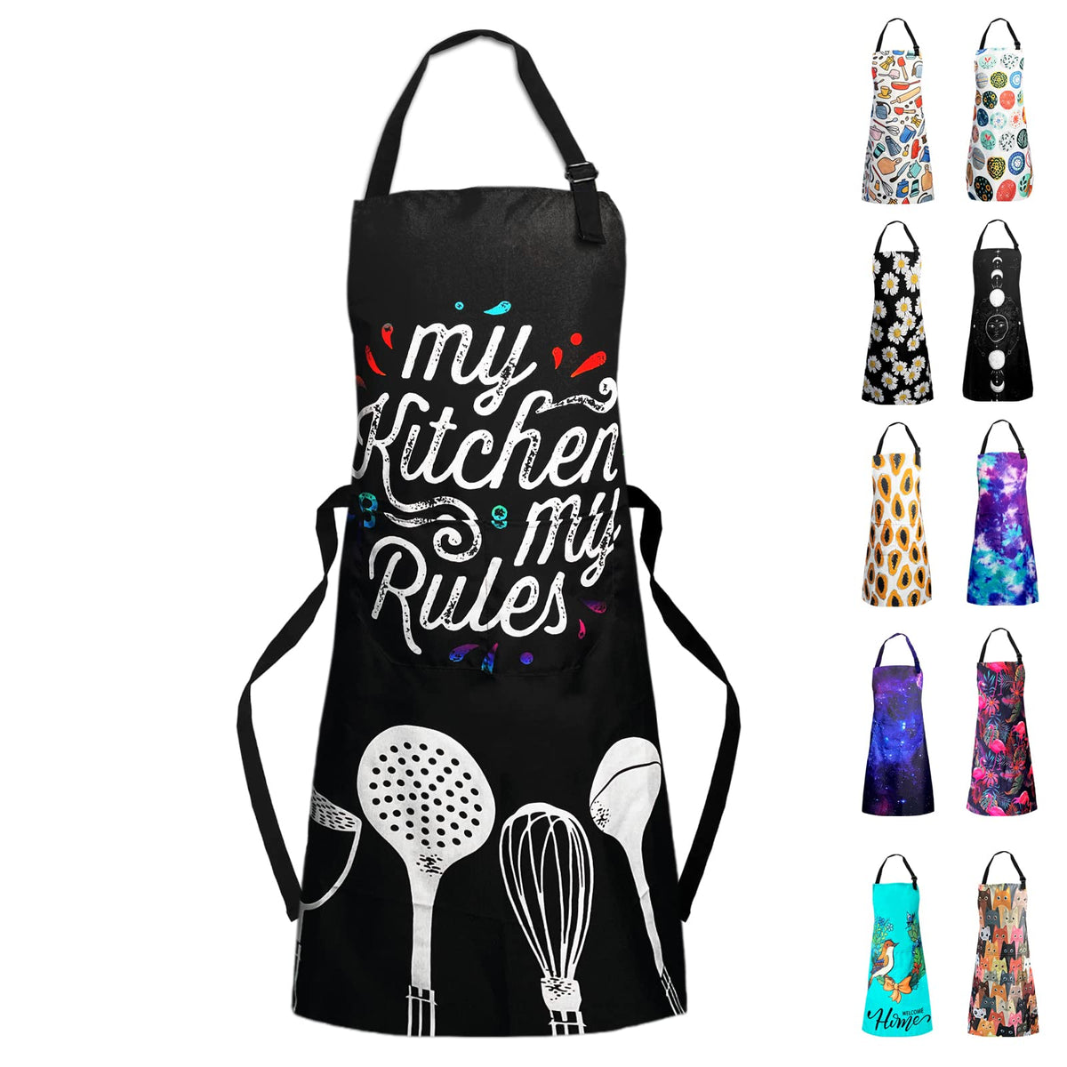 Adjustable Waterproof Apron Bib Apron with 2 Pockets Cooking Kitchen Aprons for Women Men Chef