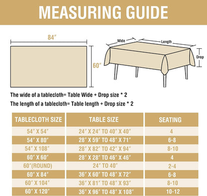 H.VERSAILTEX Linen Table Cloths Rectangle 60 x 84 Inch Premium Tablecloth Spill-Proof Waterproof Table Cover for Dining Buffet Feature Extra Soft and Thick Fabric Wrinkle Free, Natural
