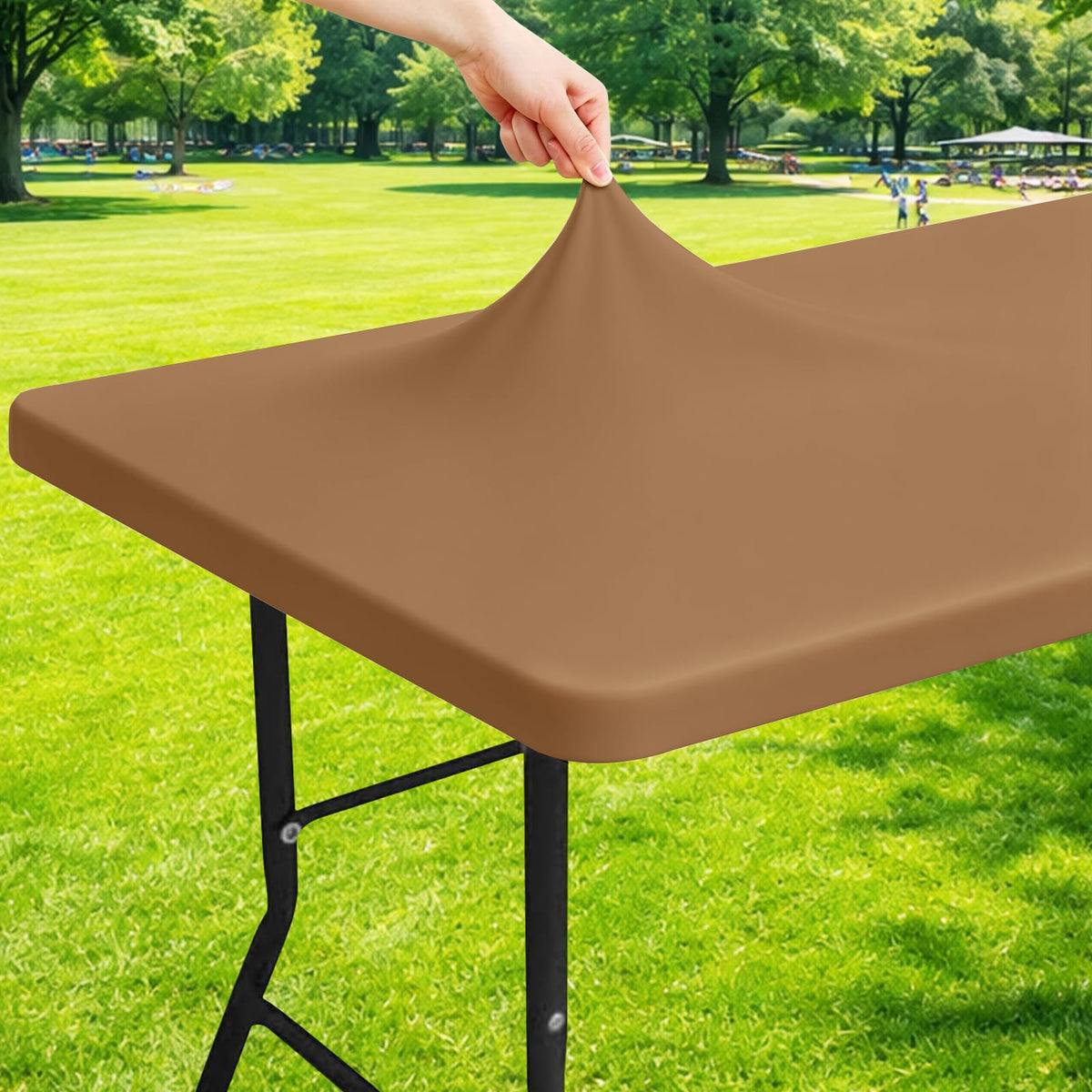 Moosfor Rectangle Spandex Fitted Table Cloth, 6FT Elastic Tablecloth