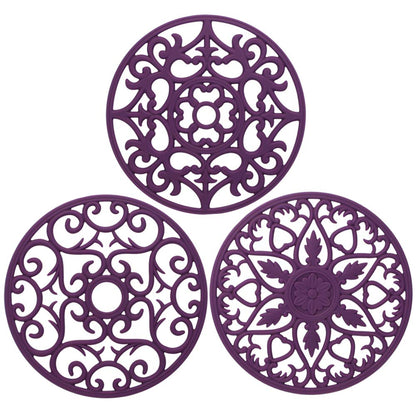 ME.FAN Trivets for Dishes/Pots/Pans, 3 Pcs Silicone Mats, Flexible/Durable/Non Slip Hot Pads to Protect Table and Counter Top (Desert Sage)