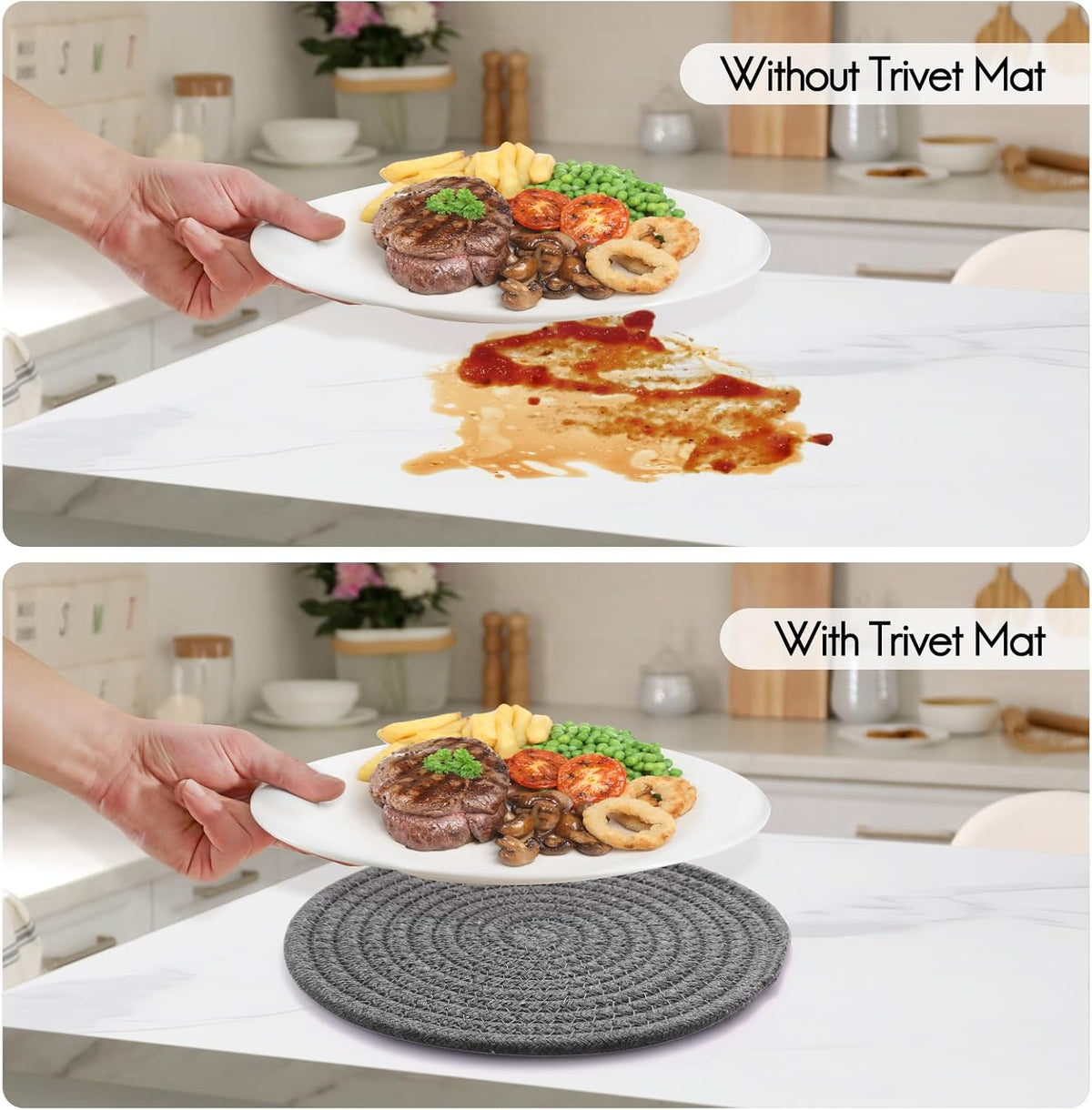 7" Trivets for Hot Dishes, Hot pots and Pans, 4 Pcs Pot Holders for Kitchen，Heat Resistant Hot Holders are Used to Protect Your Furniture and Tables, Professional Home Essentials