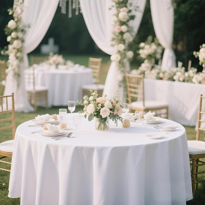 MRJ 70 Inch Round White Tablecloth Stain and Wrinkle Resistant Washable Polyester Table Cloth for Restaurant Hotel Wedding