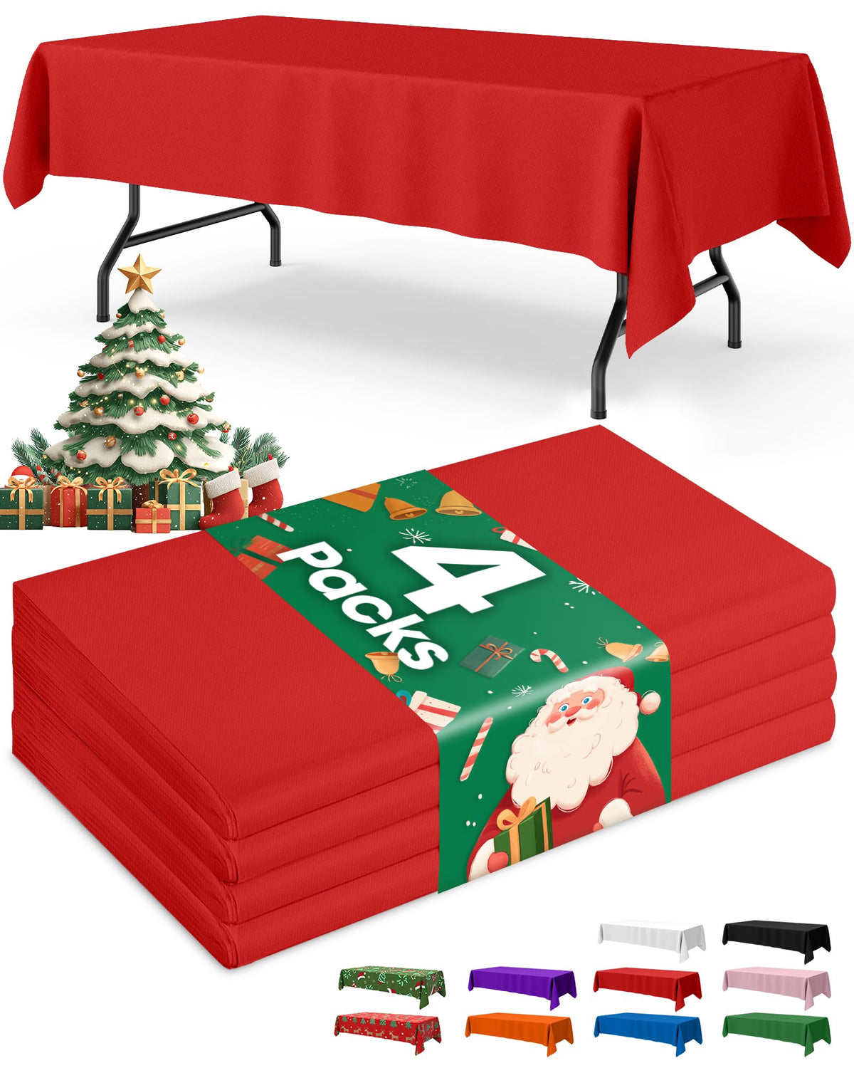 Niuara White Plastic Table Cloth - 4 Pack 54" × 108" Rectangle Disposable Tablecloths for 6FT Tables, Table Cover for Party, Holiday & Gathering Use