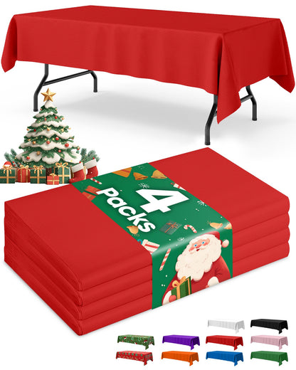 Niuara White Plastic Table Cloth - 4 Pack 54" × 108" Rectangle Disposable Tablecloths for 6FT Tables, Table Cover for Party, Holiday & Gathering Use