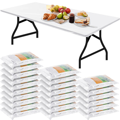Boao 24Pcs Plastic Tablecloths, 8 Ft, 96 x 30 Disposable Table Covers Blue