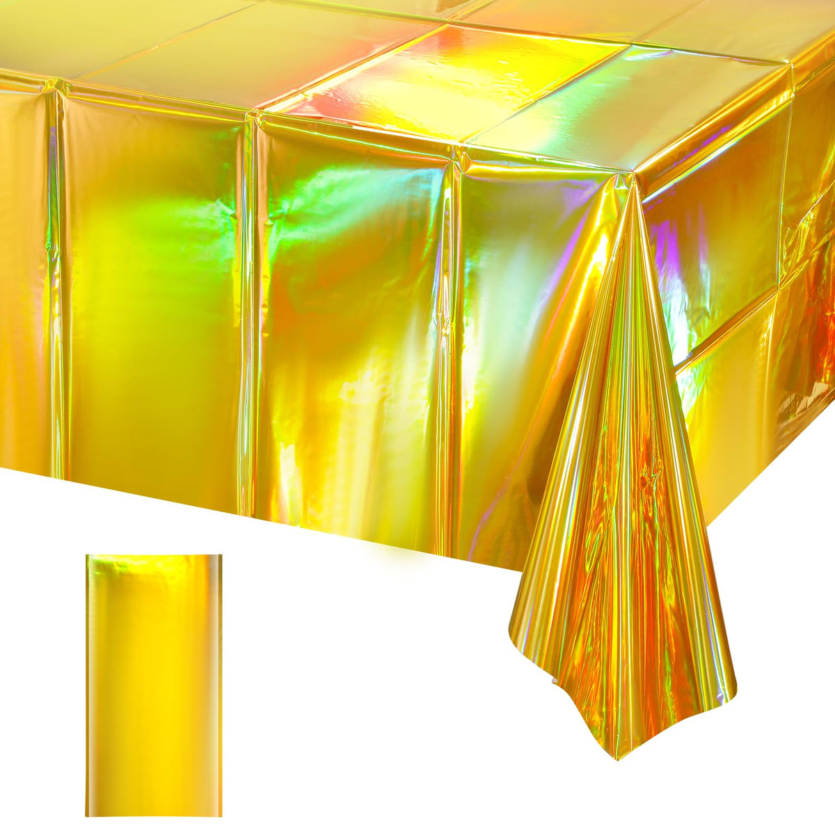 FunnyPars 4 Pack Iridescent Plastic Tablecloths, Disposable Table Covers