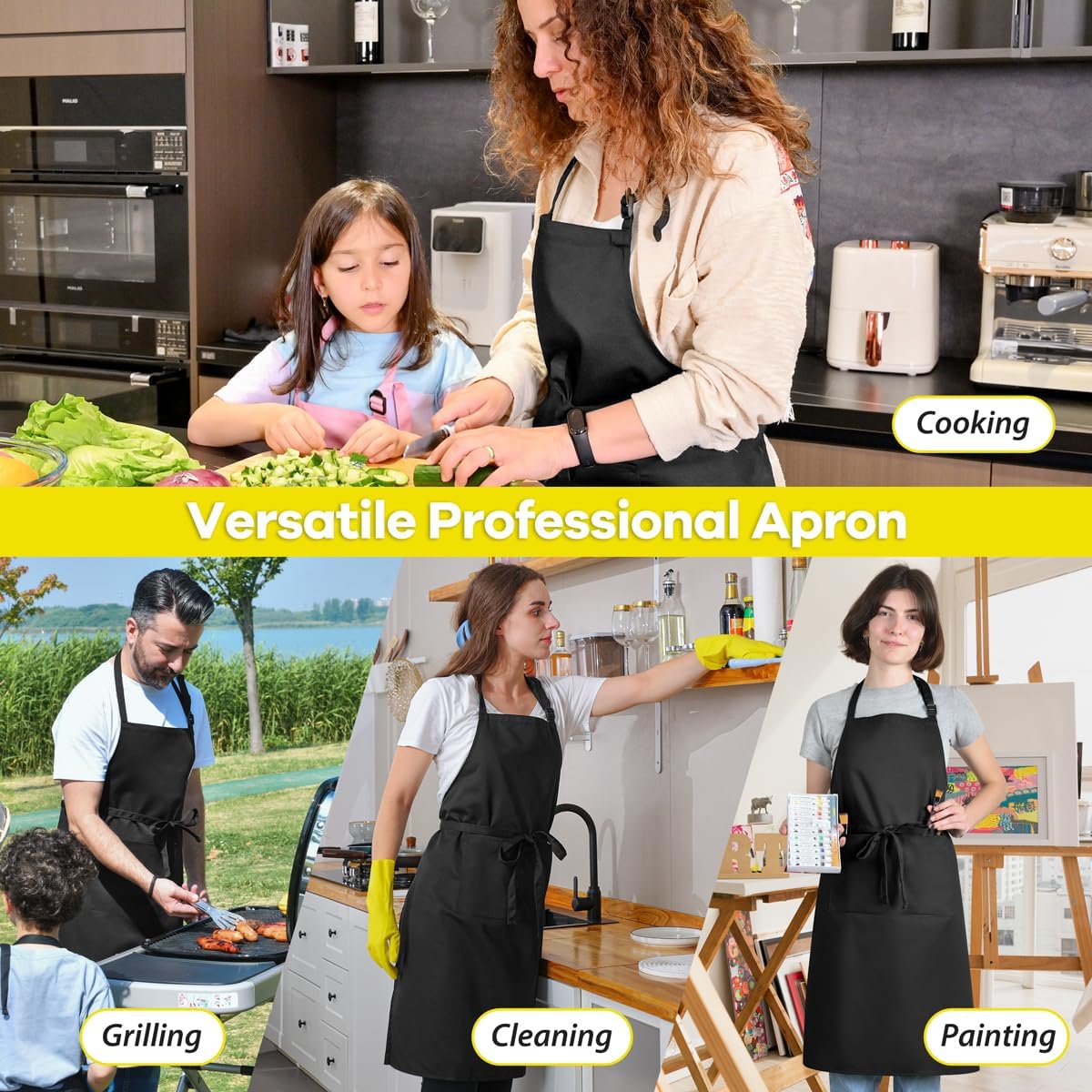 ROTANET Extra Large Apron for Men Cooking Adjustable, 2 Pockets, Waterproof