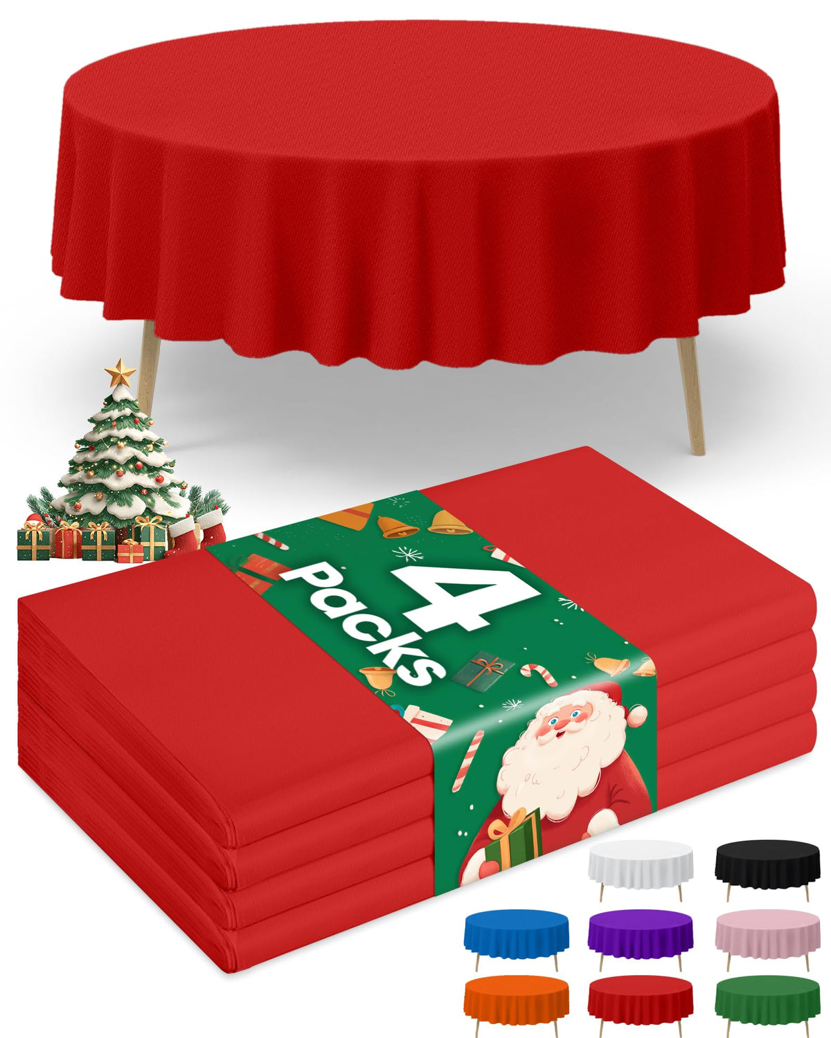 Niuara Black Plastic Table Cloth Disposable, 4 Pack, 54 x 108 in