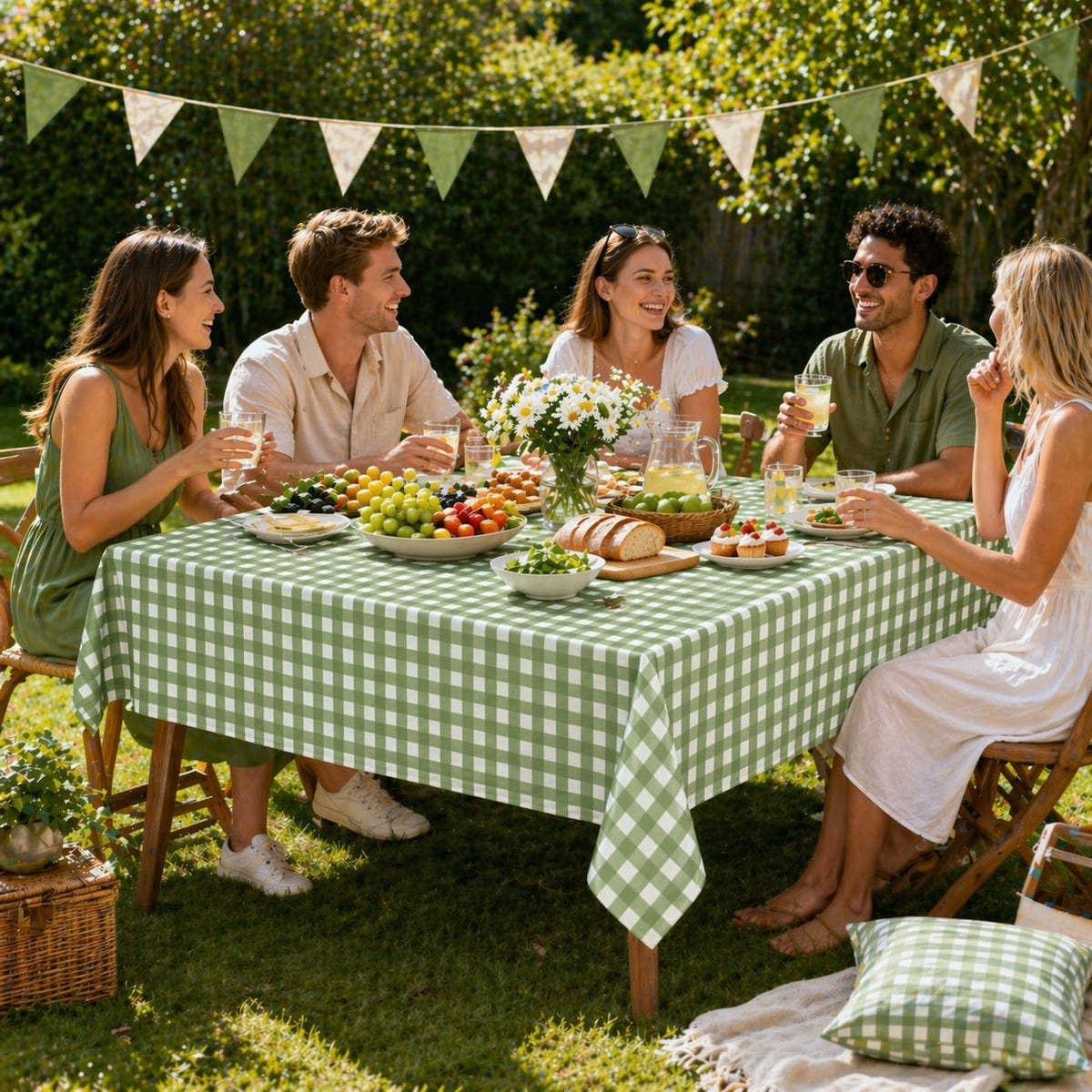 3 Pcs Sage Green Gingham Tablecloths, Checkered Table Covers 54 x 108 Inch