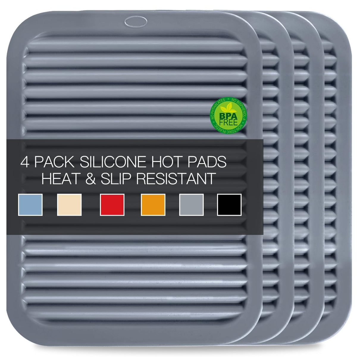 6 Pack Silicone Trivet Mat, Silicone Trivets for Hot Pots and Pans, Multipurpose Non-Slip & Heat Resistant Silicone Hot Pad for Kitchen Counter