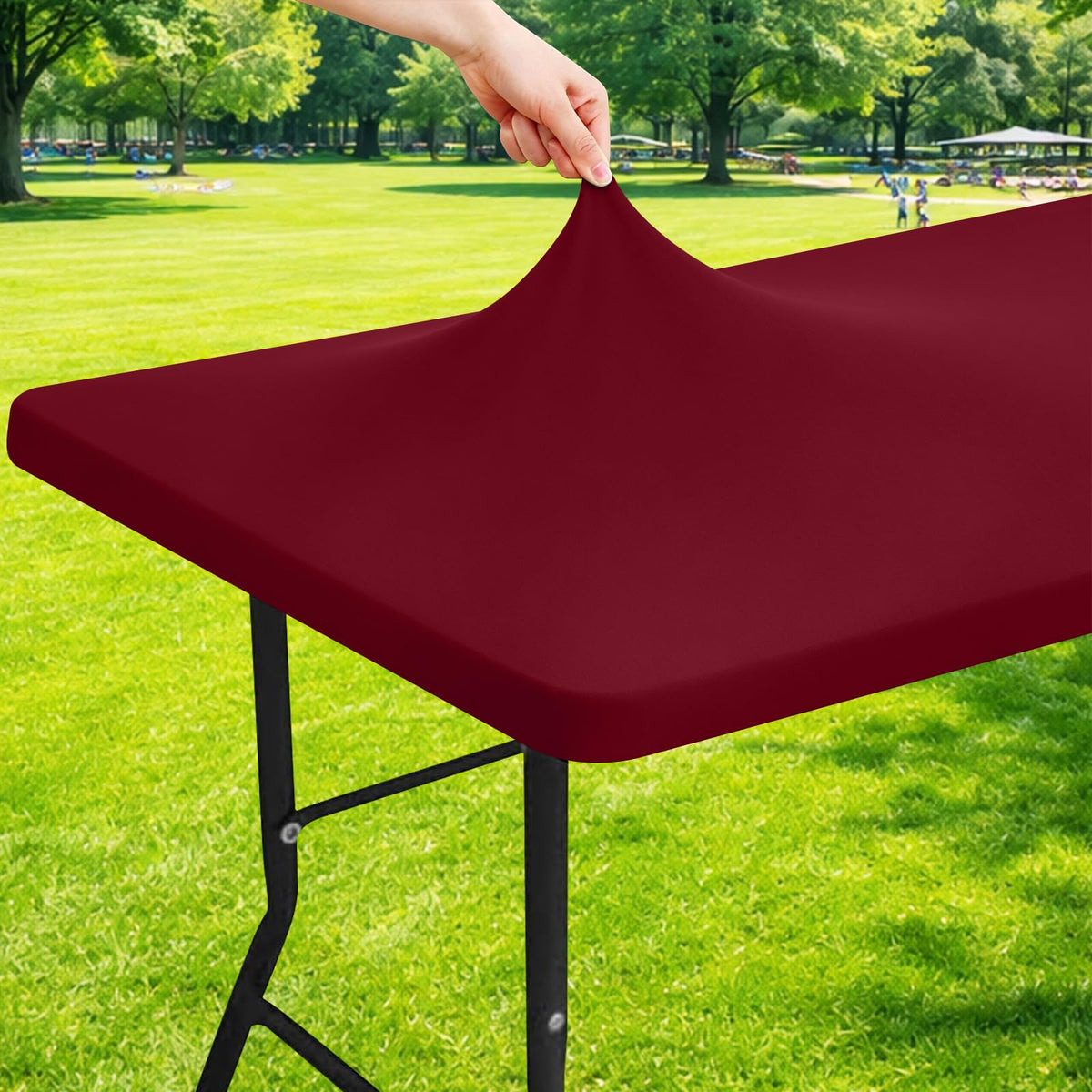 Moosfor Rectangle Spandex Fitted Table Cloth, 6FT Elastic Tablecloth