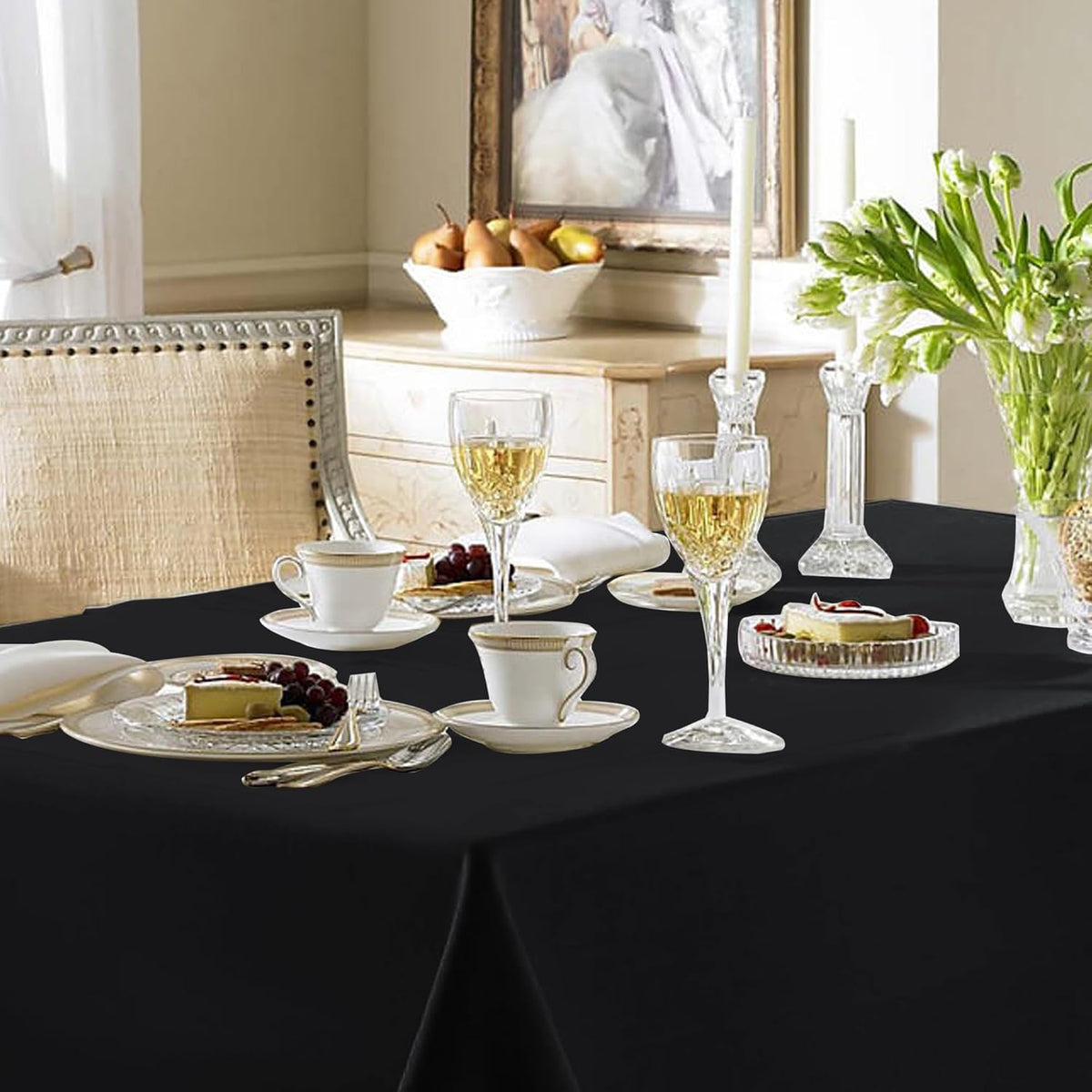 Fitable 6 Pack Black Tablecloths 70x120 Inch for 6-8 Ft Rectangle Tables
