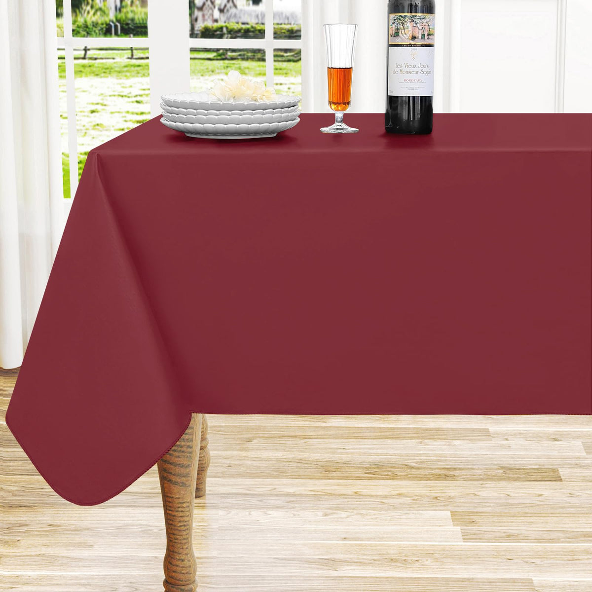 homing Rectangle Black Vinyl Waterproof Tablecloth with Flannel Backed