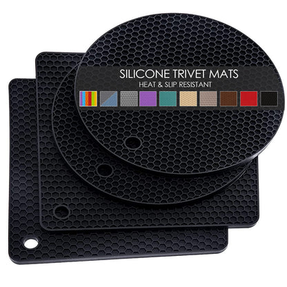 6 Pack Silicone Trivet Mat, Silicone Trivets for Hot Pots and Pans, Multipurpose Non-Slip & Heat Resistant Silicone Hot Pad for Kitchen Counter