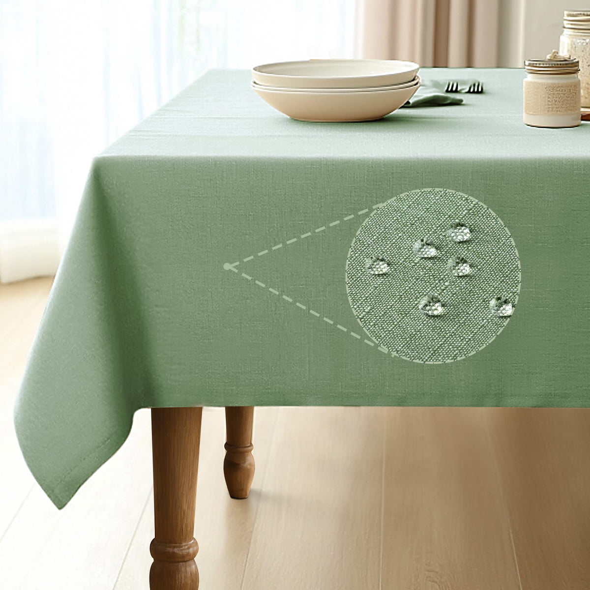 Pureegg Rectangle Linen Tablecloth Waterproof & Stain Resistant, Wrinkle-Free Table Cloth Adds Elegance and Protection, Ideal for Dining, Party, Wedding and Outdoor, 52 x 70 Inch, Beige