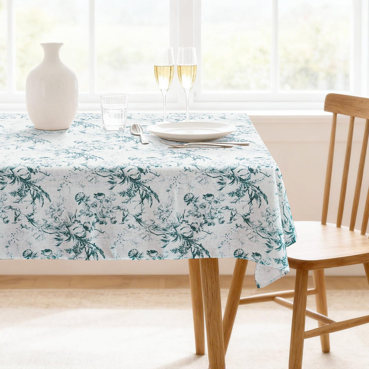H.VERSAILTEX Linen Table Cloths Rectangle 60 x 84 Inch Premium Tablecloth Spill-Proof Waterproof Table Cover for Dining Buffet Feature Extra Soft and Thick Fabric Wrinkle Free, Natural
