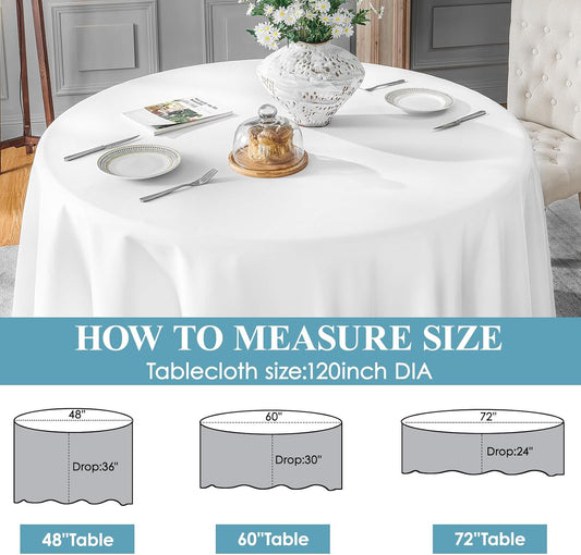 VidaFete 6 Pack 120inch Round Tablecloth Polyester Table Cloth, White