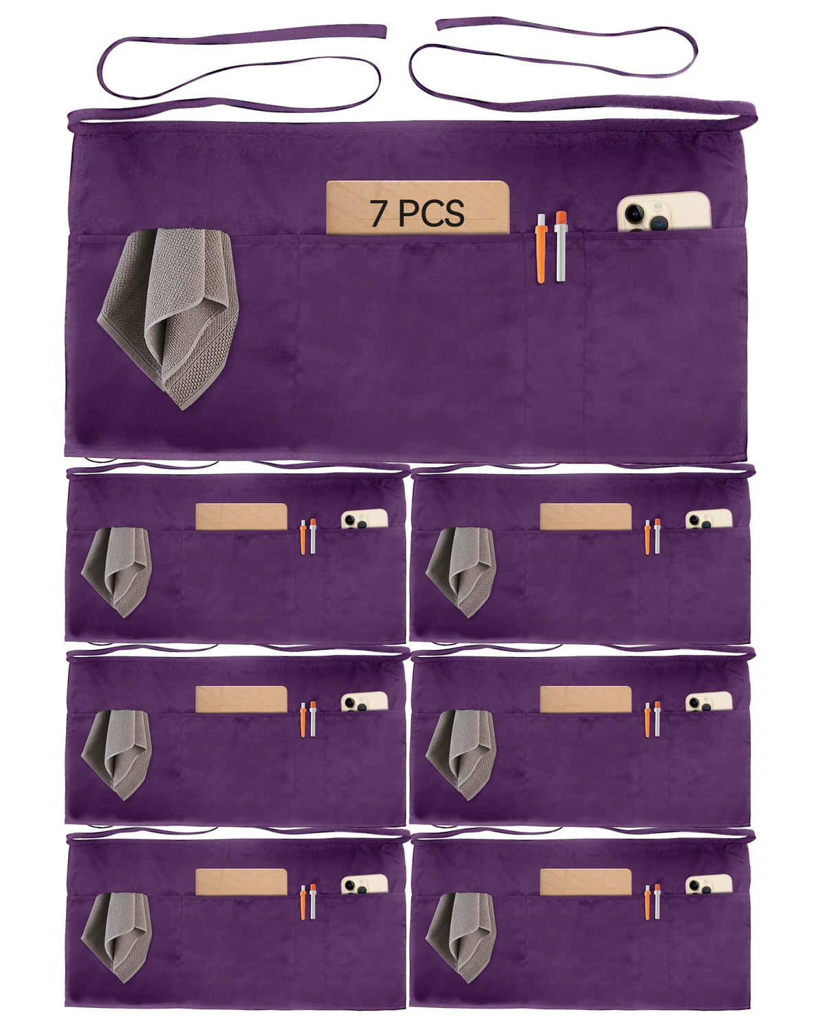 Xeoxarel Aprons with 4 Pockets (Available in 3 Pack / 7 Pack) 23.5'' X 11.5''