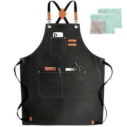 ZOMAO Chef Apron, Cotton Canvas Cross Back Apron with Pockets for Women and Men,Adjustable Strap and Large Pockets Apron,Kitchen Cooking Baking Bib Apron