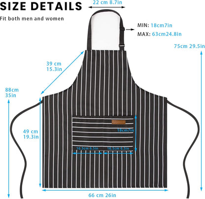 BeLuyi 2 Pack Adjustable Bib Apron with 2 Pockets Chef Cooking Kitchen Restaurant Aprons for Women Men