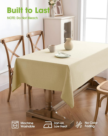 Pureegg Rectangle Linen Tablecloth Waterproof & Stain Resistant, Wrinkle-Free Table Cloth Adds Elegance and Protection, Ideal for Dining, Party, Wedding and Outdoor, 52 x 70 Inch, Beige