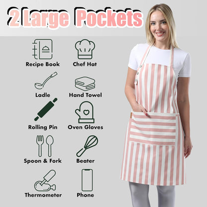 TOSHEX Kitchen Apron Cotton Waterdrop Resistant Adjustable Button Women Men