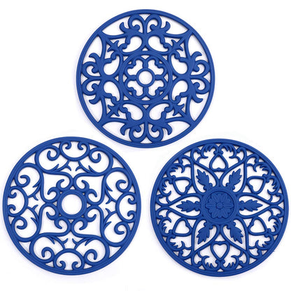 ME.FAN Trivets for Dishes/Pots/Pans, 3 Pcs Silicone Mats, Flexible/Durable/Non Slip Hot Pads to Protect Table and Counter Top (Desert Sage)