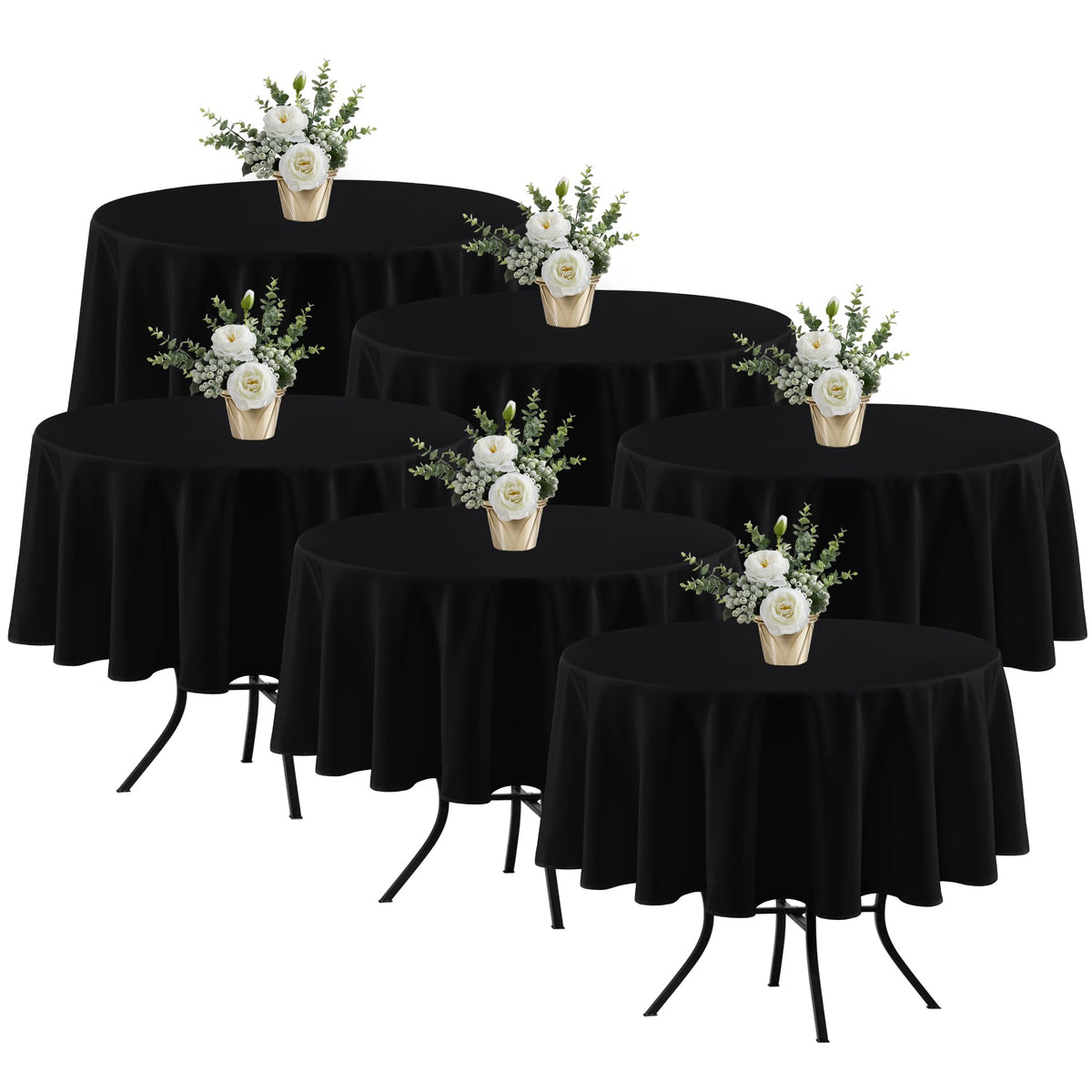 Fitable 6 Pack Black Tablecloths 70x120 Inch for 6-8 Ft Rectangle Tables