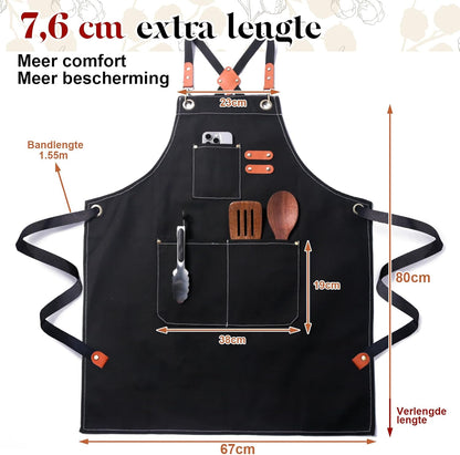 Chef Cotton Canvas Apron for Men Women with Pockets