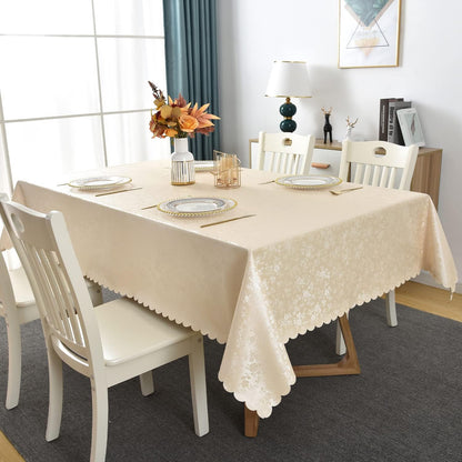 Romanstile Waterproof Vinyl Tablecloth Rectangle, 60 x 84 Inch, Rose Beige
