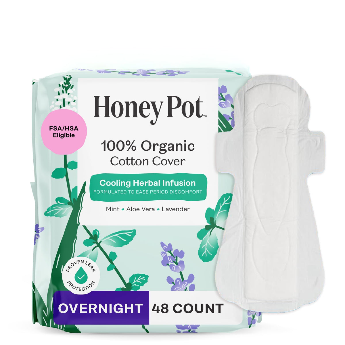 The Honey Pot Company - Cooling Herbal - Overnight - Pads for Women