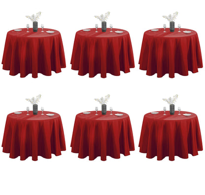 VidaFete 6 Pack 120inch Round Tablecloth Polyester Table Cloth, White
