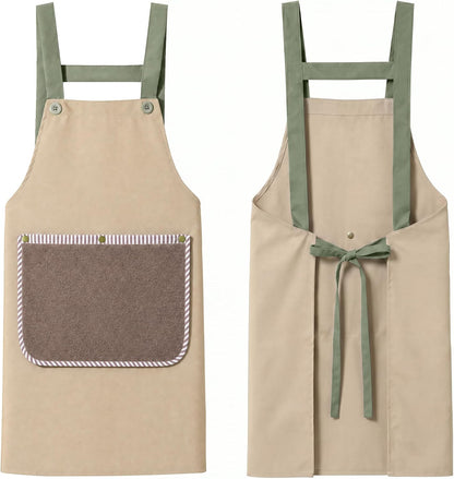 JOYMOOP Apron with Pockets, Detachable Towel, Kitchen Cooking for Women Men