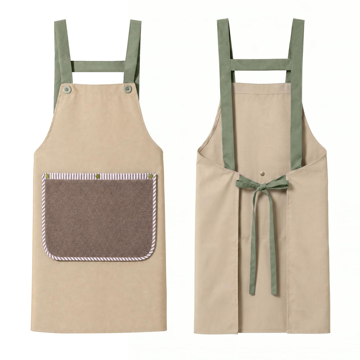 JOYMOOP Apron with Pockets, Detachable Towel, Kitchen Cooking for Women Men