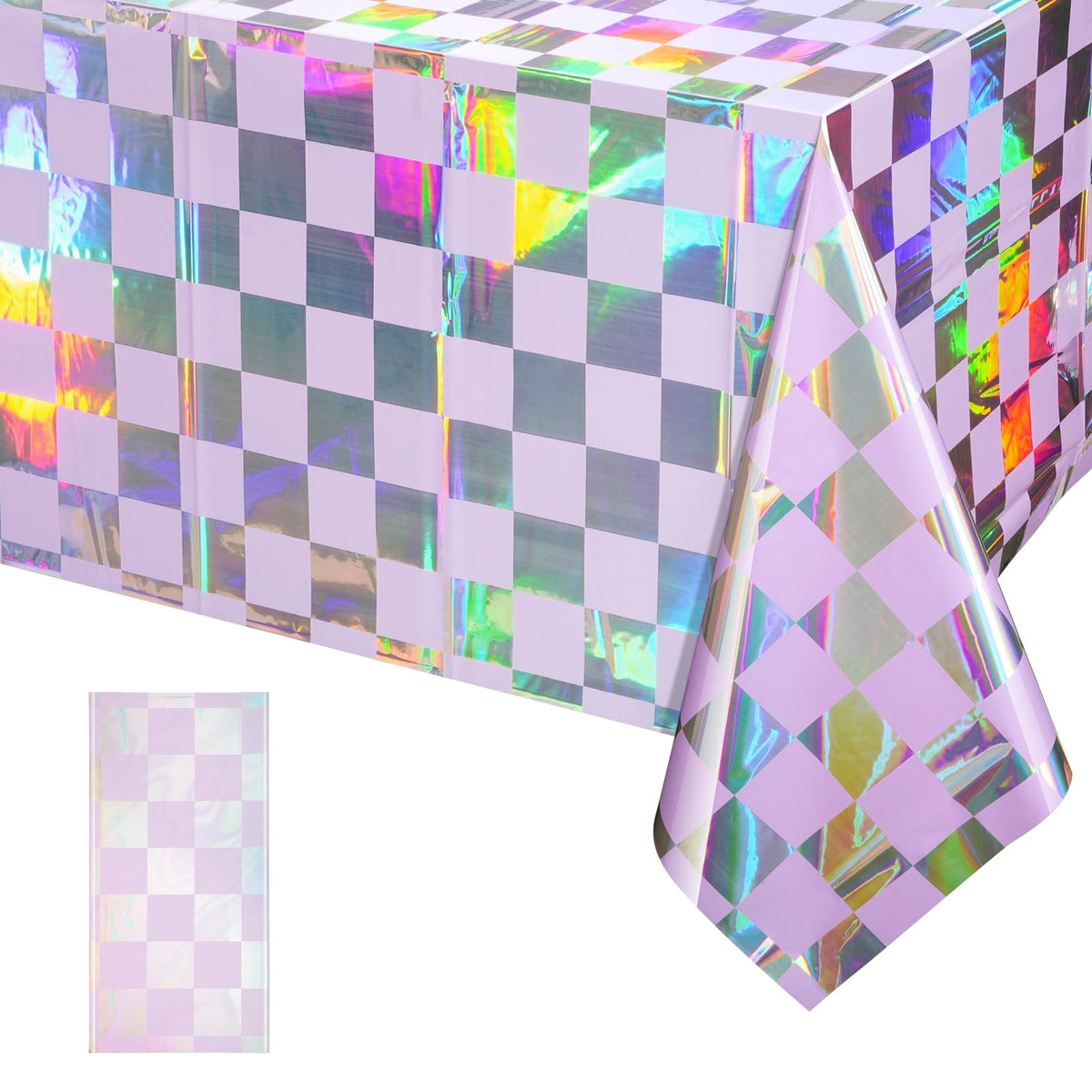 FunnyPars 4 Pack Iridescent Plastic Tablecloths, Disposable Table Covers