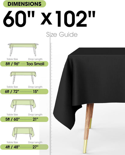 Pureegg Polyester Tablecloth 60" x 102" Reusable Washable 2 Pack Black