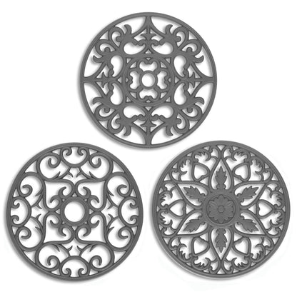 ME.FAN Trivets for Dishes/Pots/Pans, 3 Pcs Silicone Mats, Flexible/Durable/Non Slip Hot Pads to Protect Table and Counter Top (Desert Sage)
