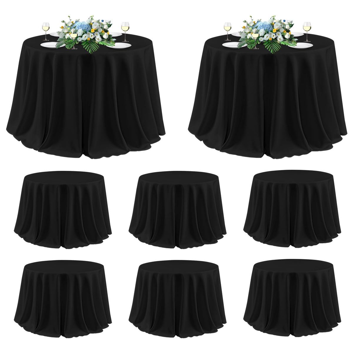 sancua 2 Pack Black Tablecloths 60x102 Inch for 6 Feet Rectangle Tables