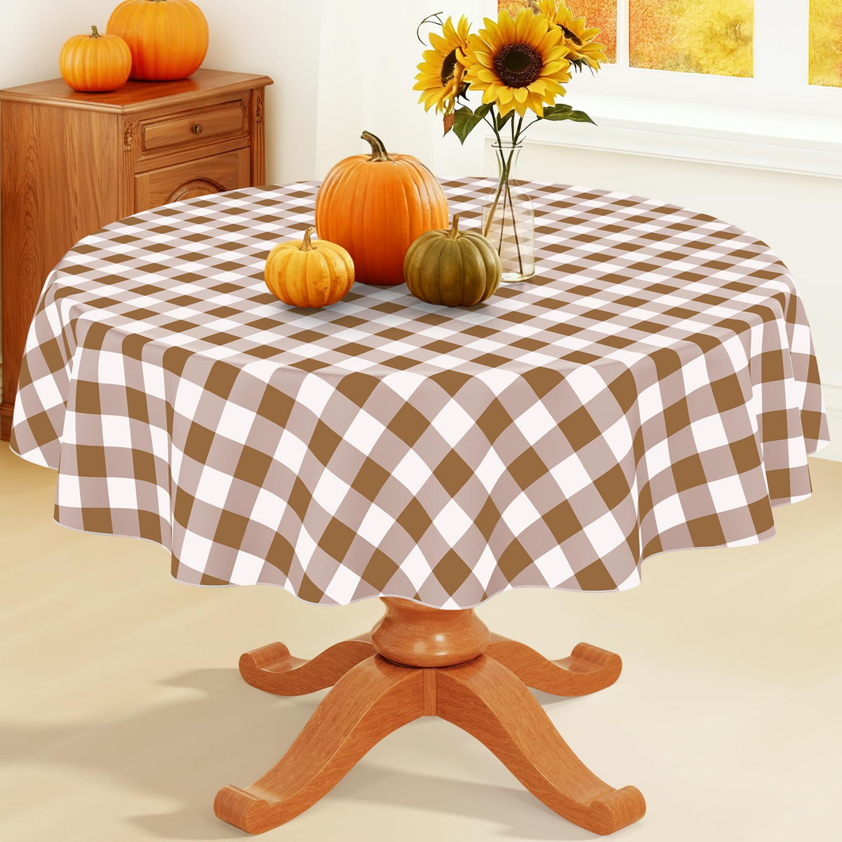 Smiry Picnic Table Cloth, Vinyl Tablecloths with Flannel Backing, 60"x84"