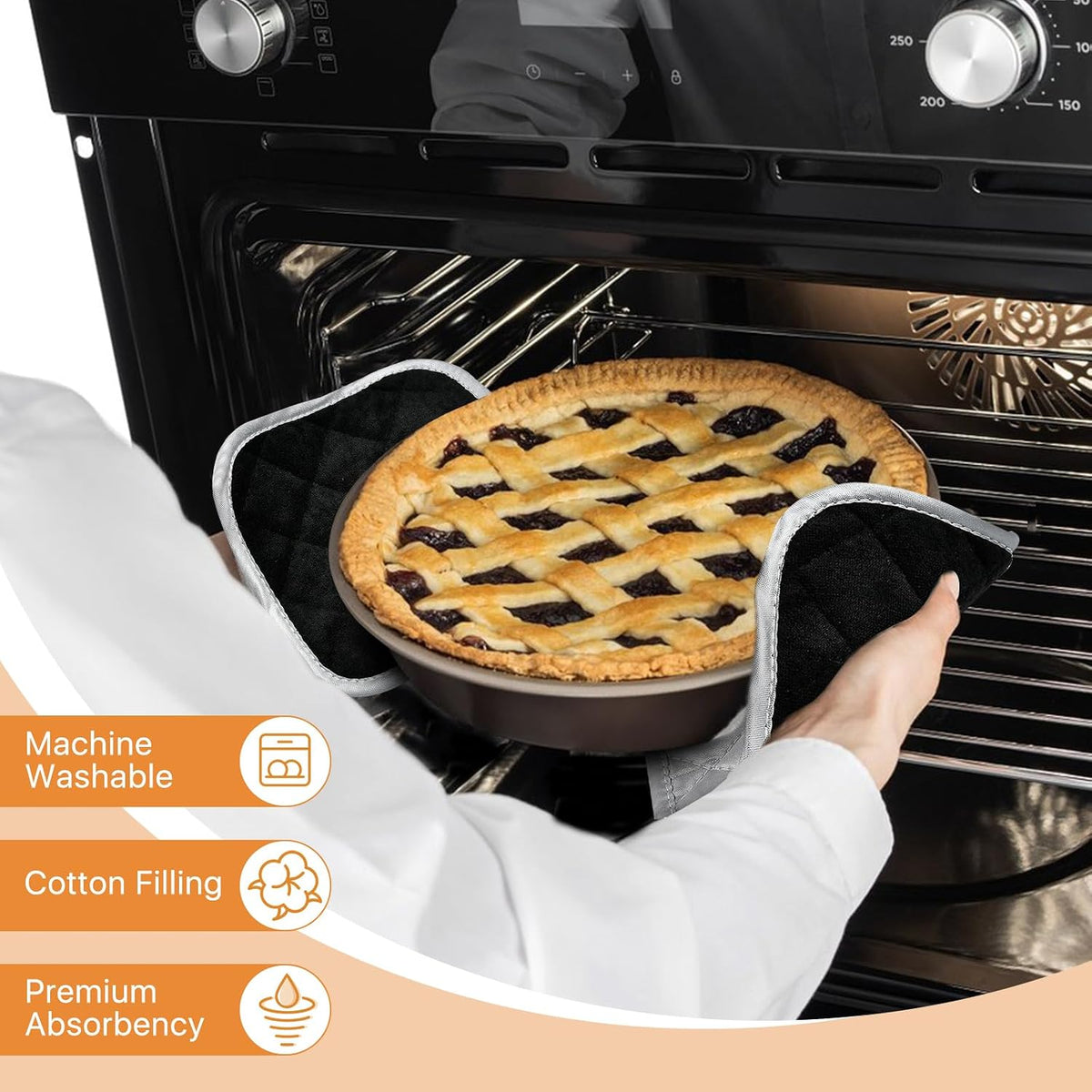 24 Pcs Pot Holders Bulk for Kitchen Heat Resistant, 7X 7Inch Cotton Potholders with Hanging Loops Square Hot Pads Oven Pot Holder Trivet for Cooking Baking (Grey & Black)