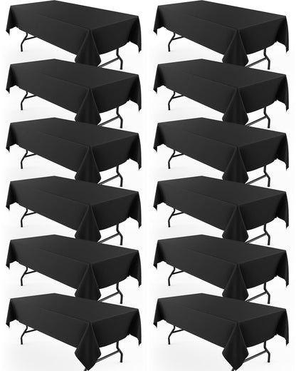 Pureegg Polyester Tablecloth 60" x 102" Reusable Washable 2 Pack Black