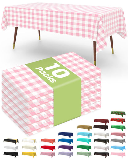 Pureegg Plastic Table Cloth Disposable 54x108 Inch 10 Pack, White