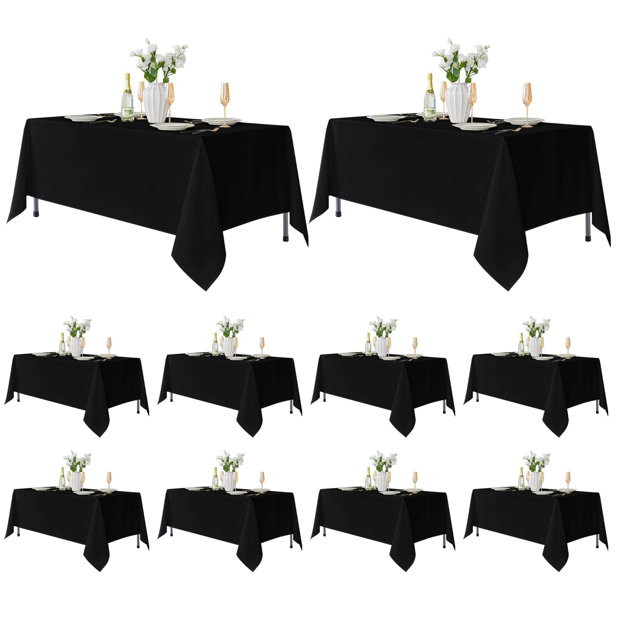 Fitable 6 Pack Black Tablecloths 70x120 Inch for 6-8 Ft Rectangle Tables