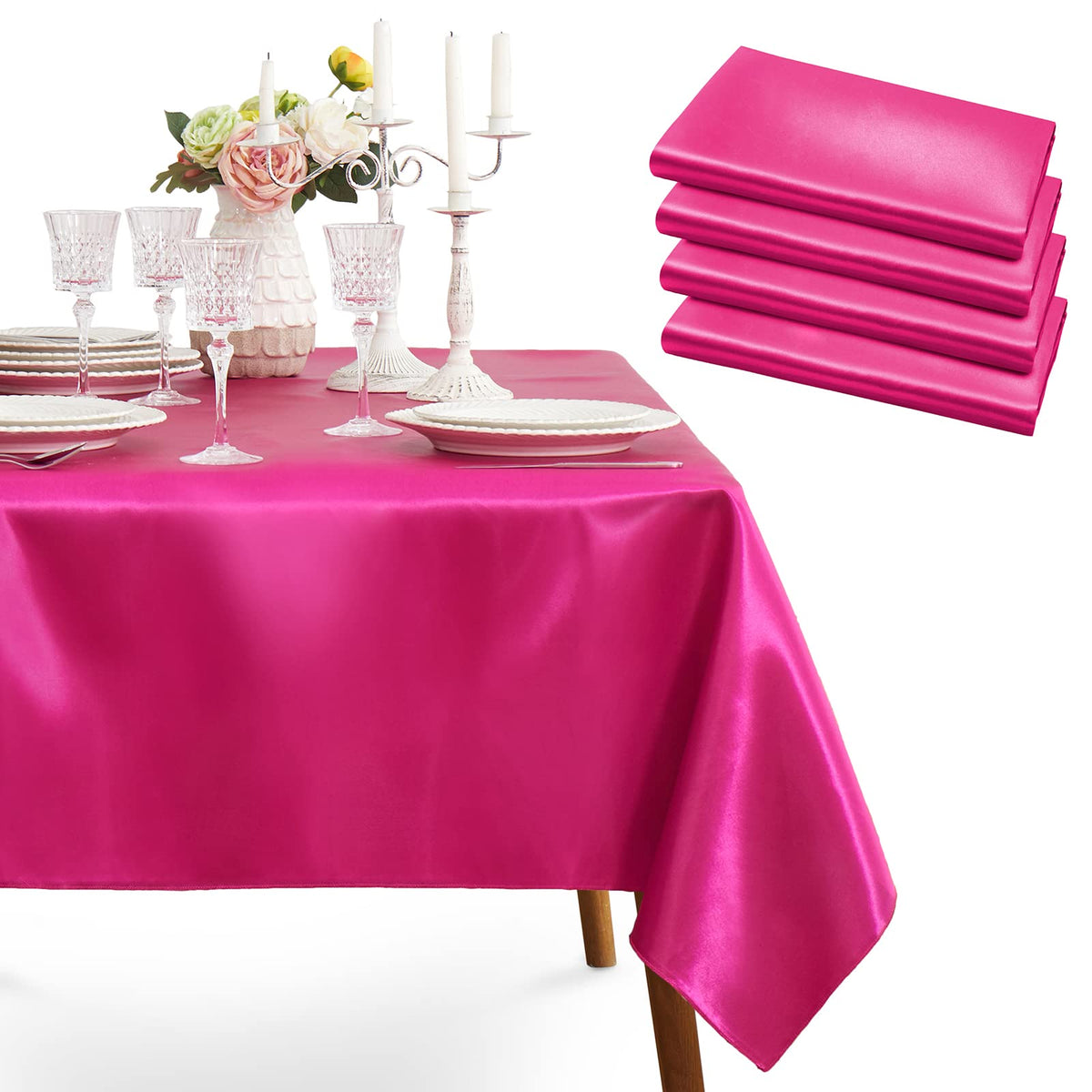 1 Pack Silver Satin Tablecloth, 58 x 102 Inches, Rectangle