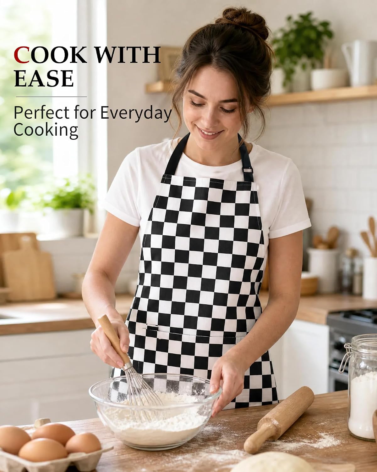 Adjustable Bib Apron with 2 Pockets Cooking Kitchen Chef