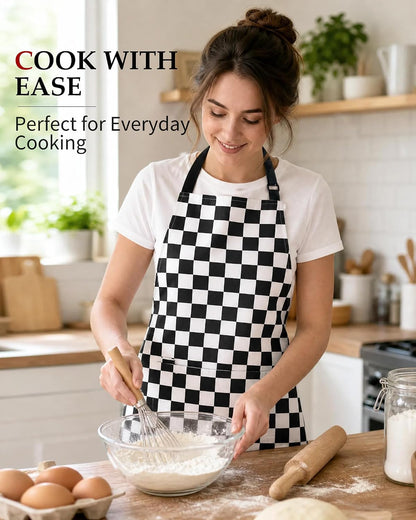 Adjustable Bib Apron with 2 Pockets Cooking Kitchen Chef