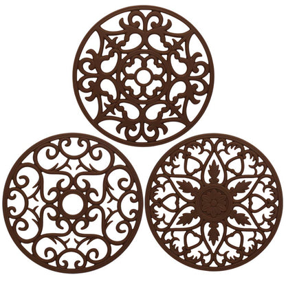 ME.FAN Trivets for Dishes/Pots/Pans, 3 Pcs Silicone Mats, Flexible/Durable/Non Slip Hot Pads to Protect Table and Counter Top (Desert Sage)