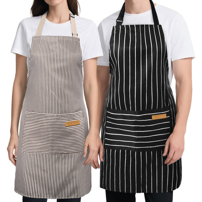 2 Pack Kitchen Cooking Aprons, Soft Aprons for Women Men with 2 Pockets Chef Apron with Adjustable Neck Strap and Long Tie