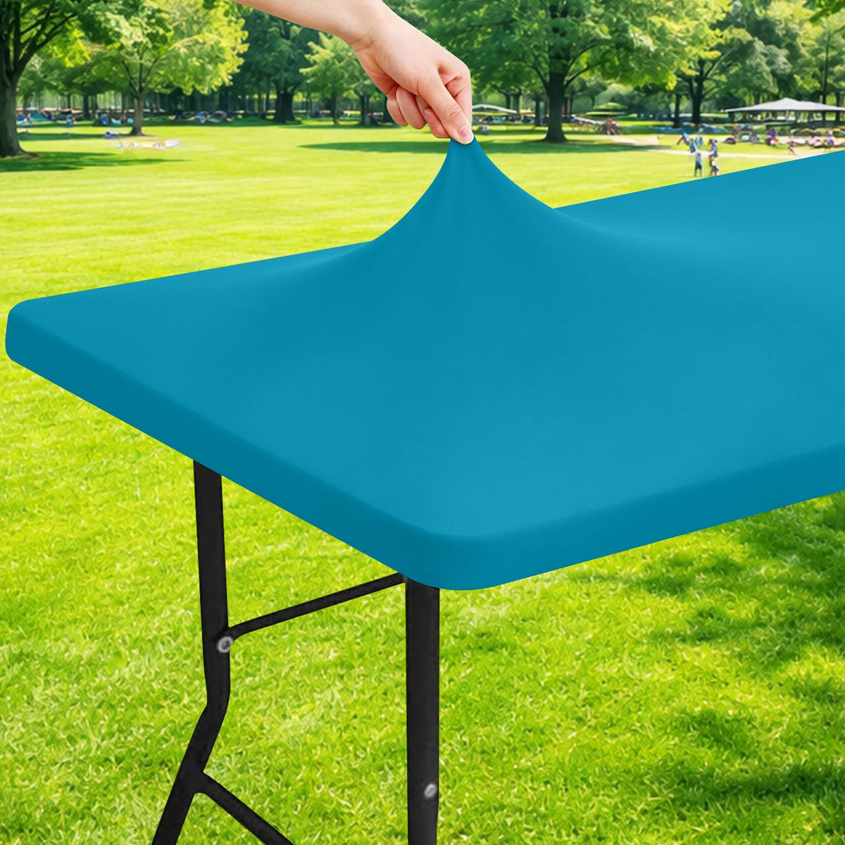 Moosfor Rectangle Spandex Fitted Table Cloth, 6FT Elastic Tablecloth