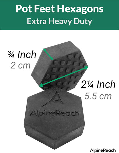 AlpineReach Extra Heavy Duty Pot Feet Risers 20 Pack Hexagons & Adhesive Pads - Protect Healthy Plants - Strong Invisible Supports Small Large Flower Planters Stability - Outdoor Lifter Toes Elevator
